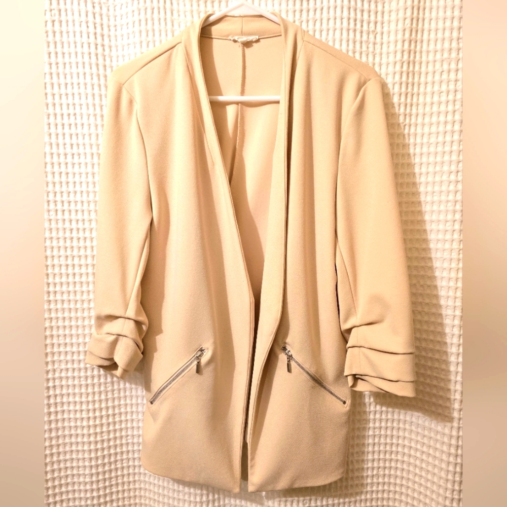Maurices Women's Cream Blazer with Zipper Pockets